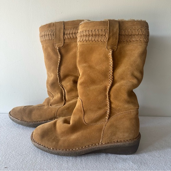 Bjorndal Women’s Tan Brown Suede Boots Mid Calf Jolie Shearling | Sz 9 | Winter - Picture 1 of 8